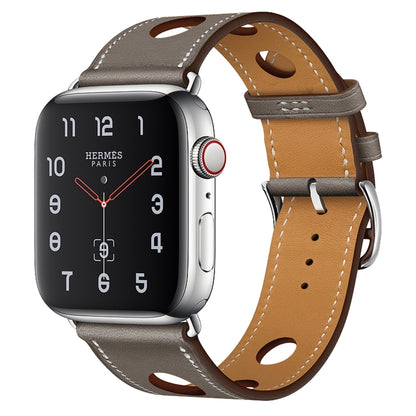 Bracelet de montre en cuir à trois trous, For Apple Watch Series 8&7 41mm / SE 2&6&SE&5&4 40mm / 3&2&1 38mm, For Apple Watch Series 7 45mm / 6 & SE & 5 & 4 44mm / 3 & 2 & 1 42mm, For Apple Watch Series 7 41mm / 6 & SE & 5 & 4 40mm / 3 & 2 & 1 38mm     ...