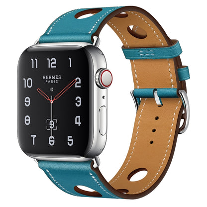Bracelet de montre en cuir à trois trous, For Apple Watch Series 8&7 41mm / SE 2&6&SE&5&4 40mm / 3&2&1 38mm, For Apple Watch Series 7 45mm / 6 & SE & 5 & 4 44mm / 3 & 2 & 1 42mm, For Apple Watch Series 7 41mm / 6 & SE & 5 & 4 40mm / 3 & 2 & 1 38mm     ...