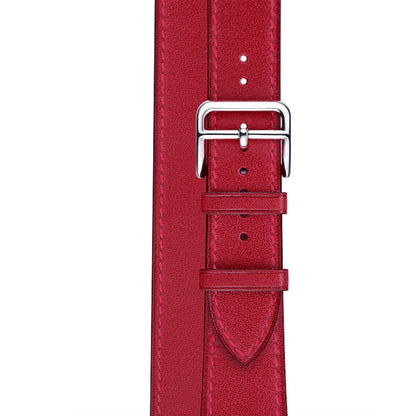 Bracelet de rechange en cuir à double boucle, For Apple Watch Series 7 41mm / 6 & SE & 5 & 4 40mm / 3 & 2 & 1 38mm, For Apple Watch Series 7 45mm / 6 & SE & 5 & 4 44mm / 3 & 2 & 1 42mm