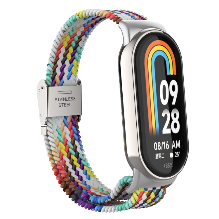 Tête en métal + bracelet de montre à boucle en acier tressé en nylon réglable, For Xiaomi Mi Band 8