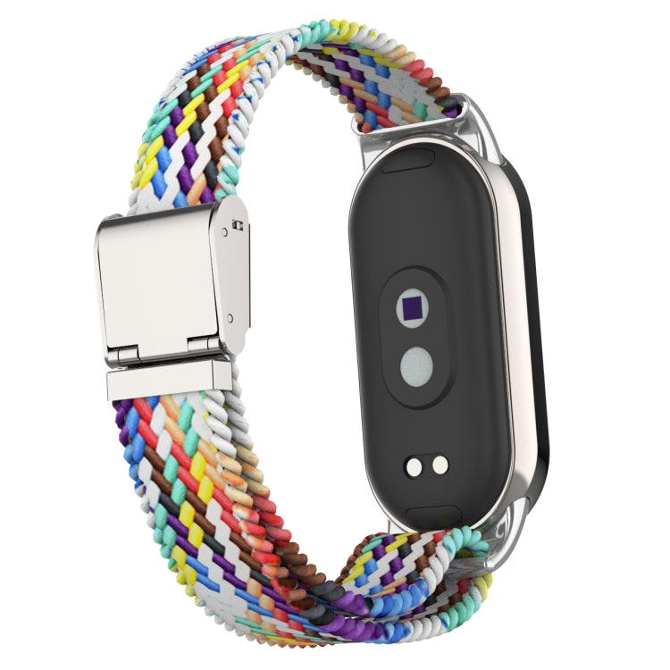 Tête en métal + bracelet de montre à boucle en acier tressé en nylon réglable, For Xiaomi Mi Band 8