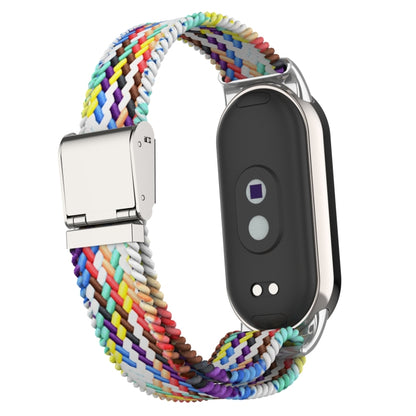 Tête en métal + bracelet de montre à boucle en acier tressé en nylon réglable, For Xiaomi Mi Band 8