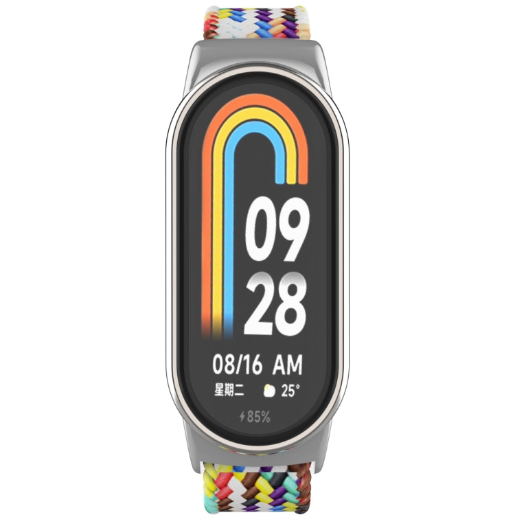 Tête en métal + bracelet de montre à boucle en acier tressé en nylon réglable, For Xiaomi Mi Band 8