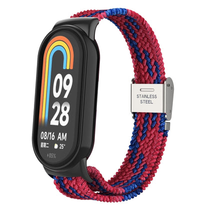 Tête en métal + bracelet de montre à boucle en acier tressé en nylon réglable, For Xiaomi Mi Band 8