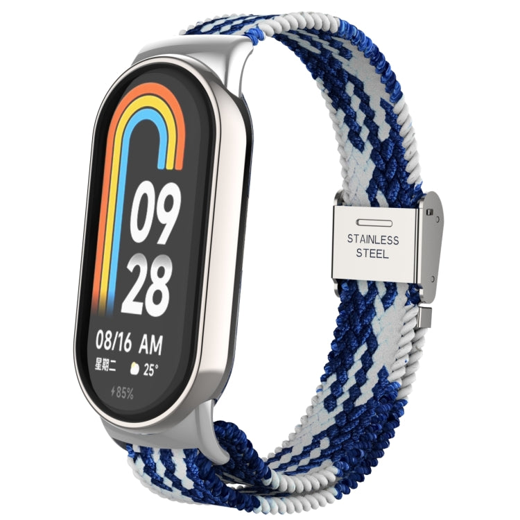Tête en métal + bracelet de montre à boucle en acier tressé en nylon réglable, For Xiaomi Mi Band 8