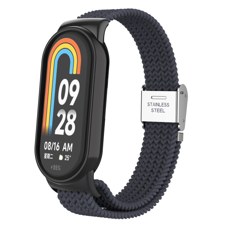 Tête en métal + bracelet de montre à boucle en acier tressé en nylon réglable, For Xiaomi Mi Band 8