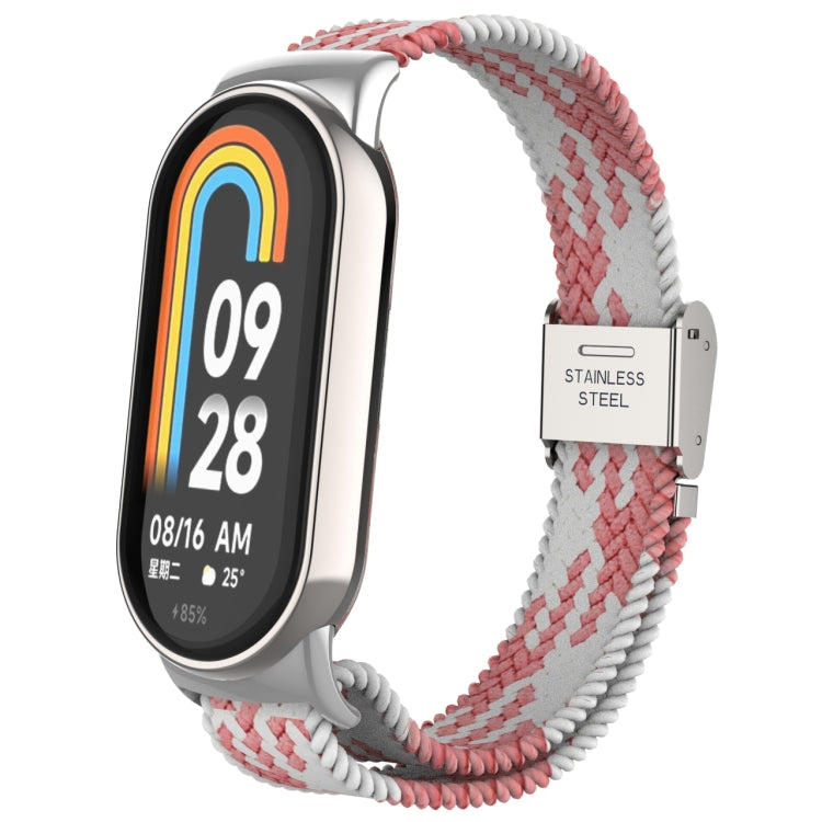 Tête en métal + bracelet de montre à boucle en acier tressé en nylon réglable, For Xiaomi Mi Band 8