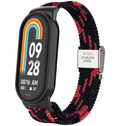 Tête en métal + bracelet de montre à boucle en acier tressé en nylon réglable, For Xiaomi Mi Band 8