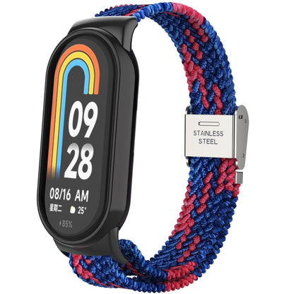 Tête en métal + bracelet de montre à boucle en acier tressé en nylon réglable, For Xiaomi Mi Band 8