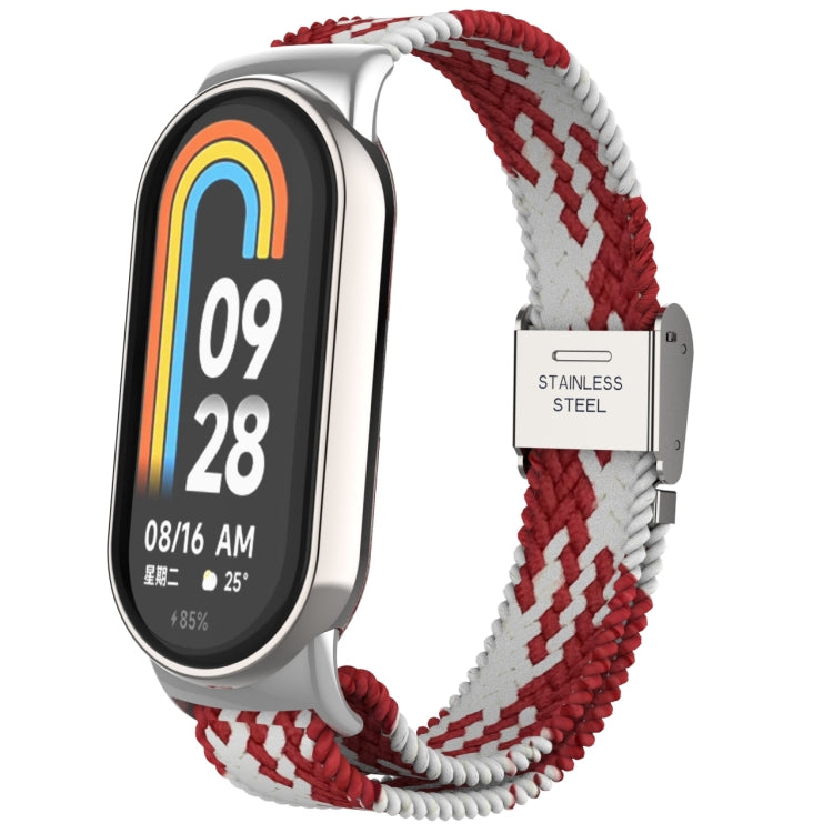 Tête en métal + bracelet de montre à boucle en acier tressé en nylon réglable, For Xiaomi Mi Band 8