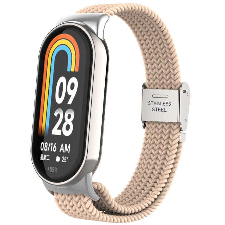 Tête en métal + bracelet de montre à boucle en acier tressé en nylon réglable, For Xiaomi Mi Band 8
