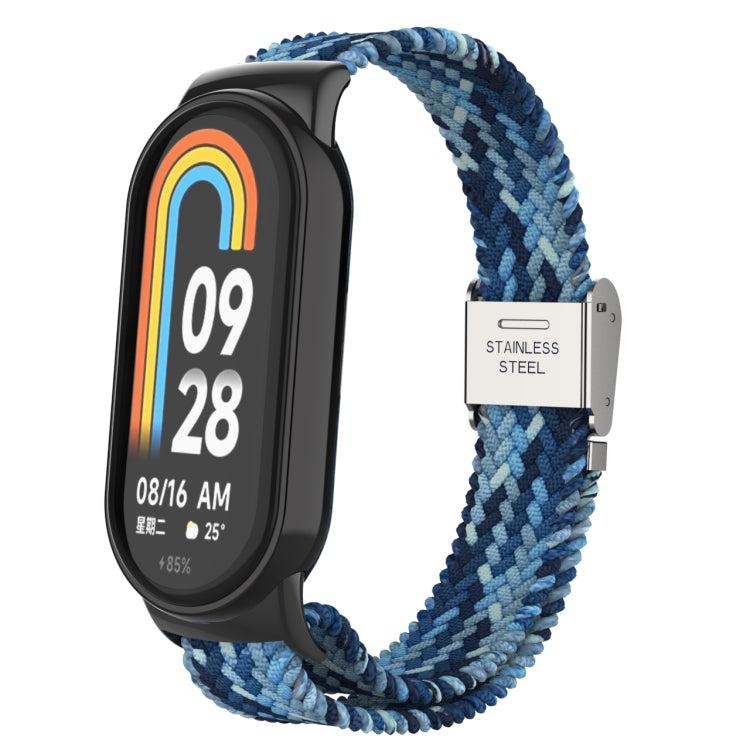 Tête en métal + bracelet de montre à boucle en acier tressé en nylon réglable, For Xiaomi Mi Band 8