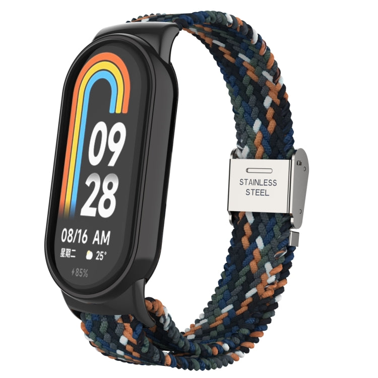 Tête en métal + bracelet de montre à boucle en acier tressé en nylon réglable, For Xiaomi Mi Band 8