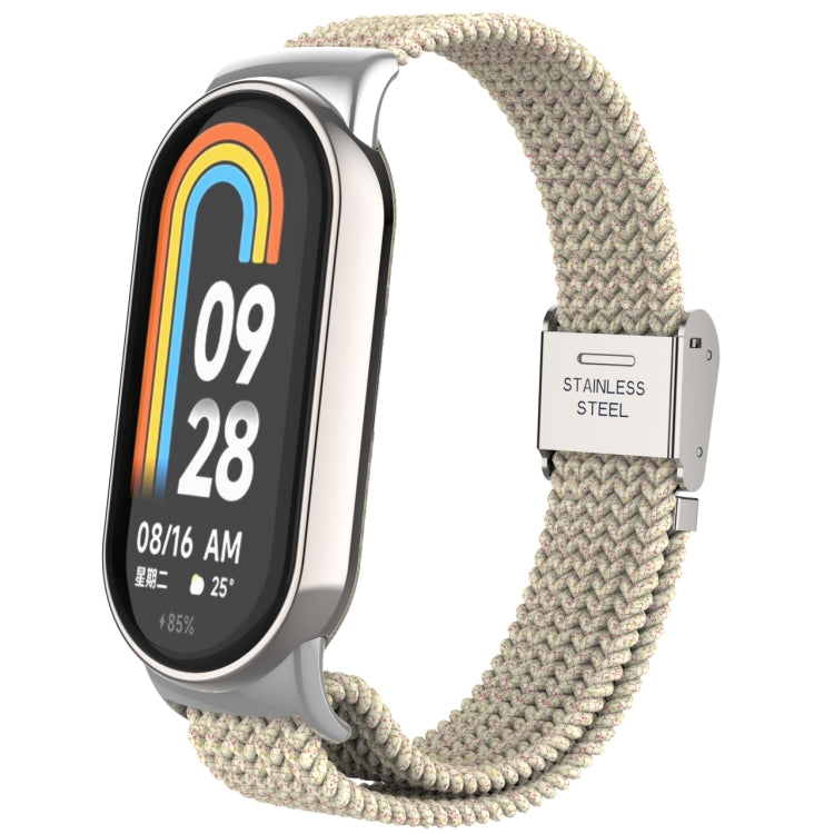 Tête en métal + bracelet de montre à boucle en acier tressé en nylon réglable, For Xiaomi Mi Band 8