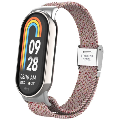 Tête en métal + bracelet de montre à boucle en acier tressé en nylon réglable, For Xiaomi Mi Band 8