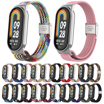 Tête en métal + bracelet de montre à boucle en acier tressé en nylon réglable, For Xiaomi Mi Band 8