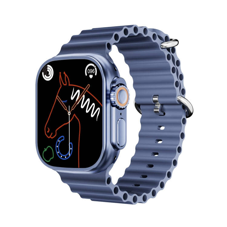 WS-E9 Ultra 2,2 pouces IP67 Étanche Boucle Métallique Bande de Silicone Océan Montre Intelligente, Prise en Charge de la Fréquence Cardiaque / NFC, Metal Buckle Ocean Silicone Band (Orange), Metal Buckle Ocean Silicone Band (Blue)                      ...
