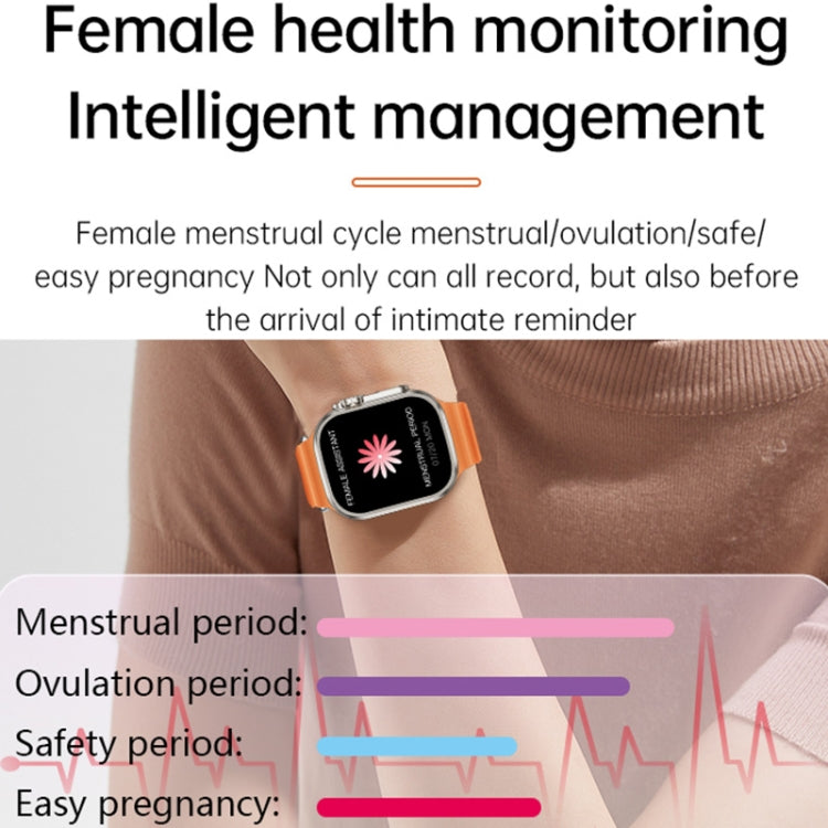 WS-E9 Ultra 2,2 pouces IP67 Étanche Boucle Métallique Bande de Silicone Océan Montre Intelligente, Prise en Charge de la Fréquence Cardiaque / NFC, Metal Buckle Ocean Silicone Band (Orange), Metal Buckle Ocean Silicone Band (Blue)                      ...