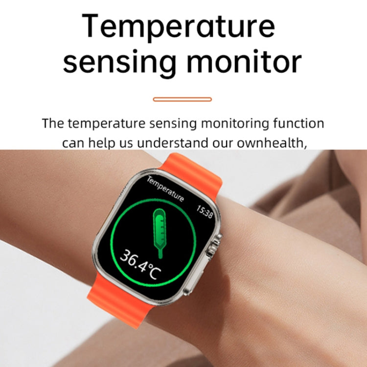 WS-E9 Ultra 2,2 pouces IP67 Étanche Boucle Métallique Bande de Silicone Océan Montre Intelligente, Prise en Charge de la Fréquence Cardiaque / NFC, Metal Buckle Ocean Silicone Band (Orange), Metal Buckle Ocean Silicone Band (Blue)                      ...