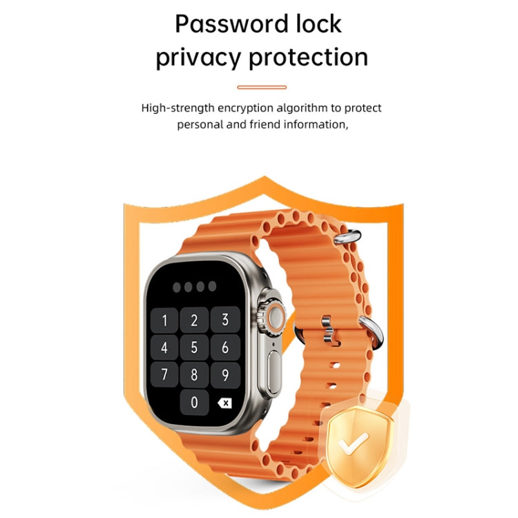 WS-E9 Ultra 2,2 pouces IP67 Étanche Boucle Métallique Bande de Silicone Océan Montre Intelligente, Prise en Charge de la Fréquence Cardiaque / NFC, Metal Buckle Ocean Silicone Band (Orange), Metal Buckle Ocean Silicone Band (Blue)                      ...