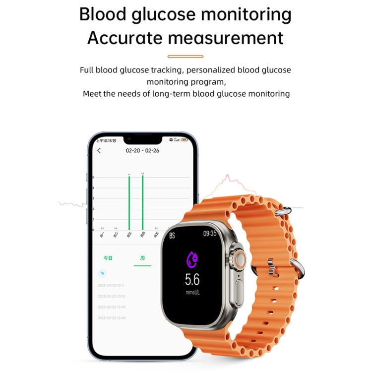 WS-E9 Ultra 2,2 pouces IP67 Étanche Boucle Métallique Bande de Silicone Océan Montre Intelligente, Prise en Charge de la Fréquence Cardiaque / NFC, Metal Buckle Ocean Silicone Band (Orange), Metal Buckle Ocean Silicone Band (Blue)                      ...