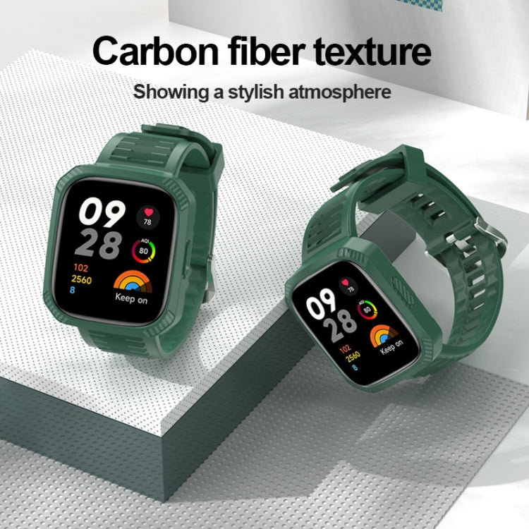 Bracelet de montre en silicone intégré avec texture en fibre de carbone, For Redmi Watch 3