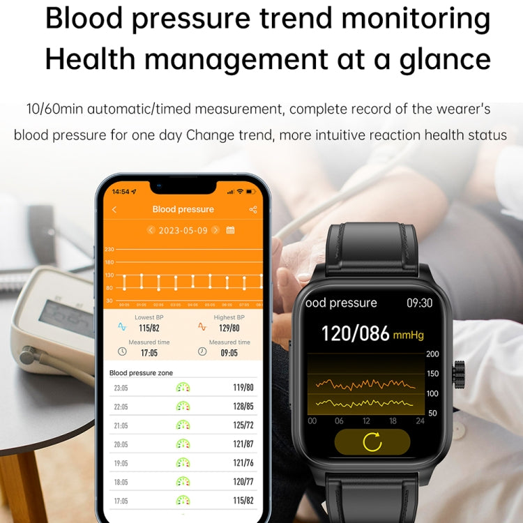 ET540 1,91 pouces IP67 étanche montre intelligente bande de silicone, prise en charge ECG/mesure non invasive de la glycémie, ET540 (Blue), ET540 (Red)