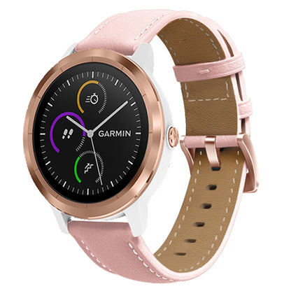 Bracelet de montre en cuir véritable avec boucle en or rose 20 mm, For Garmin Venu / SQ / SQ2 / Venu 2 Plus