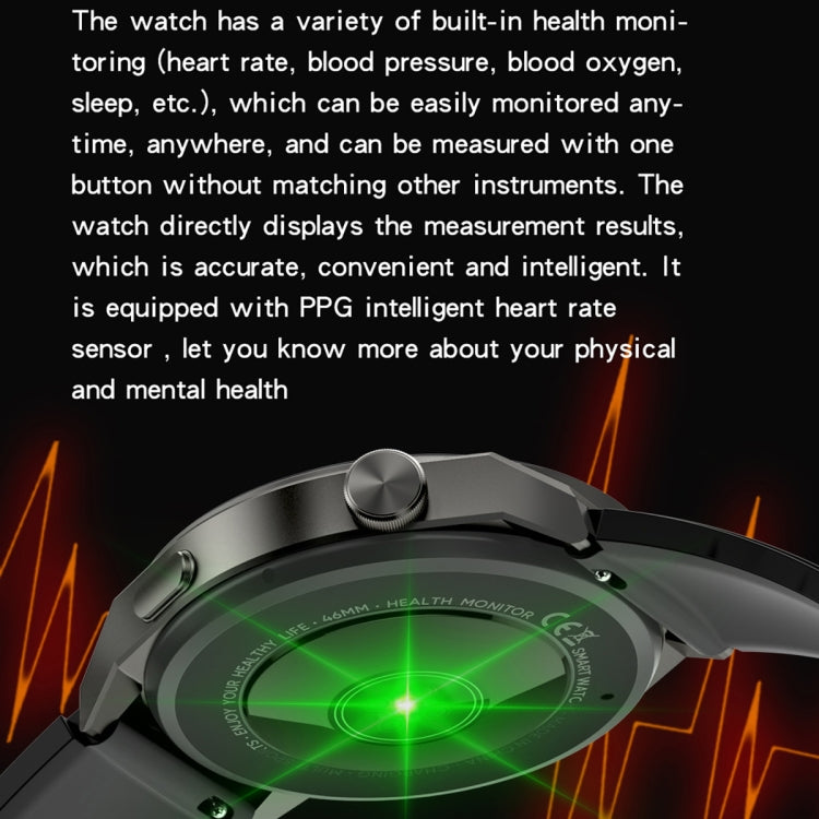 KT62 La montre intelligente à écran rond TFT de 1,36 pouce prend en charge les appels Bluetooth / la surveillance de l'oxygène sanguin, Silicone Strap, Leather Strap, Steel Strap