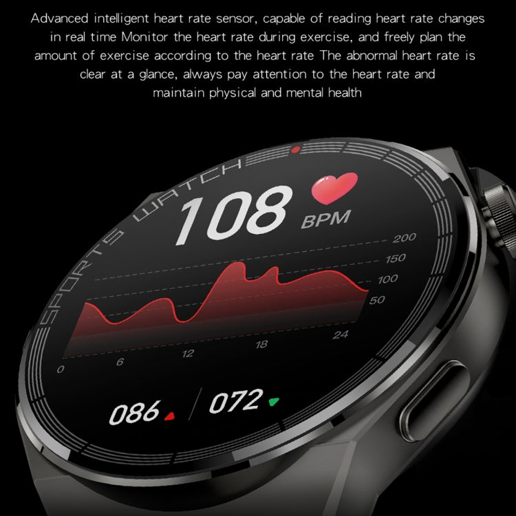 KT62 La montre intelligente à écran rond TFT de 1,36 pouce prend en charge les appels Bluetooth / la surveillance de l'oxygène sanguin, Silicone Strap, Leather Strap, Steel Strap