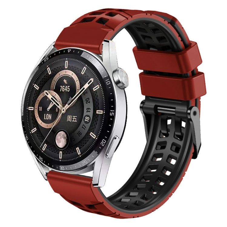 Bracelet de montre en silicone bicolore à trou à double rangée de 22 mm, For Huawei Watch4 / 4 Pro / Watch3 / 3 Pro