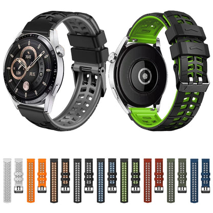 Bracelet de montre en silicone bicolore à trou à double rangée de 22 mm, For Huawei Watch4 / 4 Pro / Watch3 / 3 Pro