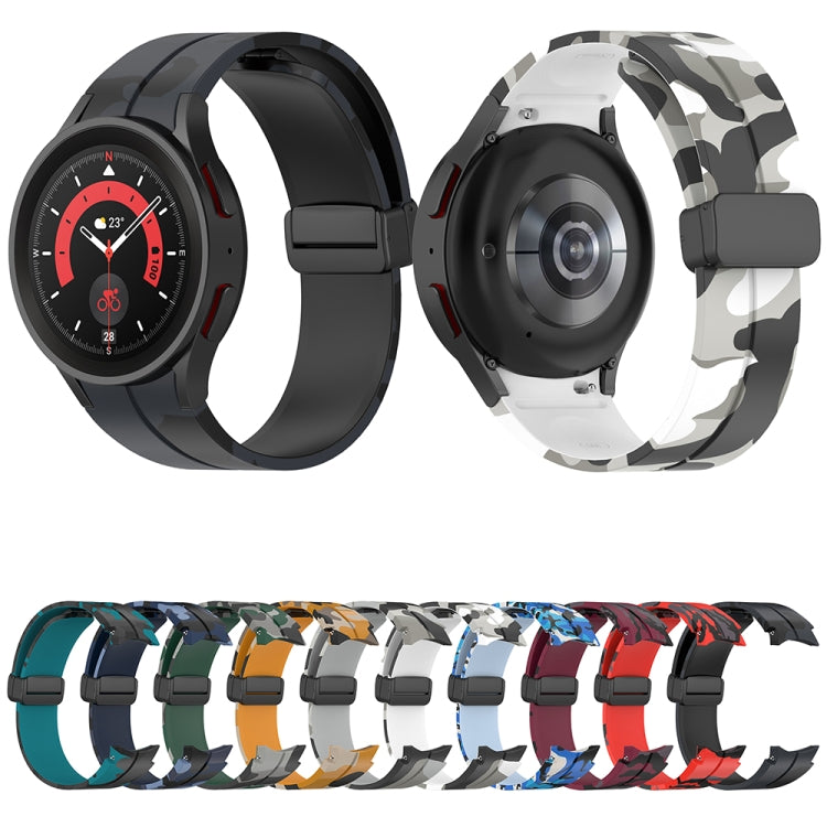 Bracelet de montre en silicone camouflage à fermoir magnétique, For Samsung Galaxy Watch5 / 5 Pro / Watch 4 / 4 Classic