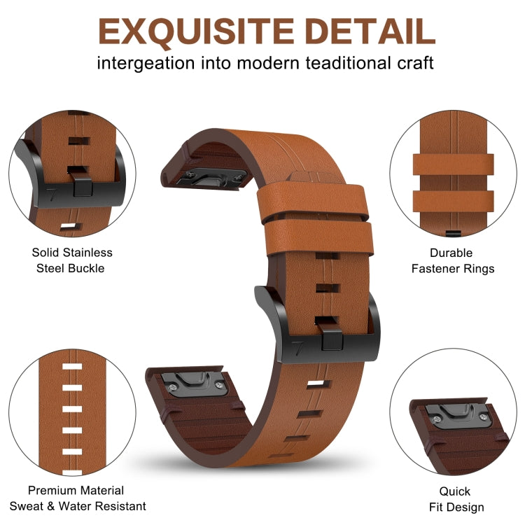 Bracelet de montre en cuir à boucle en acier, For Garmin Instinct 2X Solar, For Garmin Enduro 2, For Garmin Epix Pro 51mm, For Garmin Fenix 7 Pro 51mm