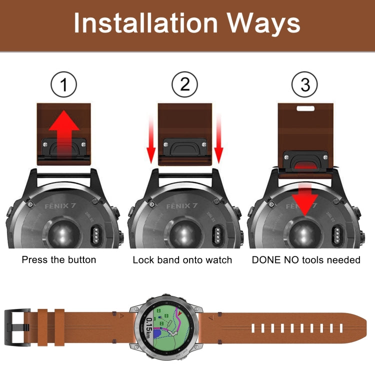 Bracelet de montre en cuir à boucle en acier, For Garmin Instinct 2X Solar, For Garmin Enduro 2, For Garmin Epix Pro 51mm, For Garmin Fenix 7 Pro 51mm