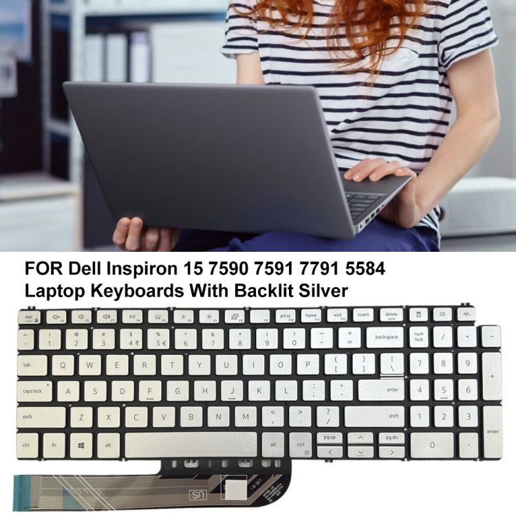 Clavier d'ordinateur portable rétroéclairé version américaine, For Dell Inspiron 15 7590 / 7791 / 5584