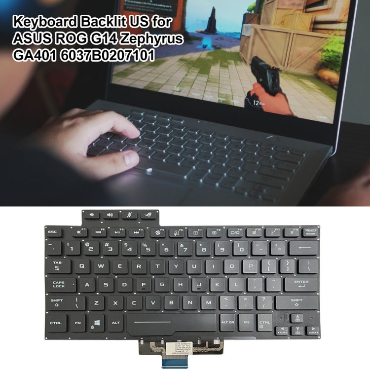 Clavier d'ordinateur portable rétroéclairé version américaine, For ASUS ROG G14 Zephyrus GA401 GA401I