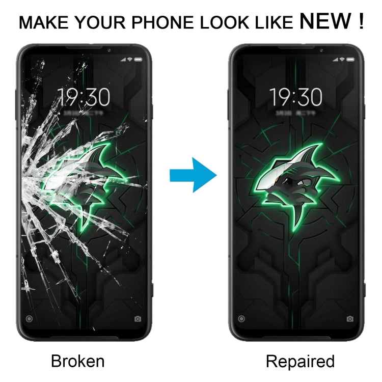 Lentille extérieure en verre de l'écran avant avec adhésif optiquement transparent OCA, For Xiaomi Black Shark 3