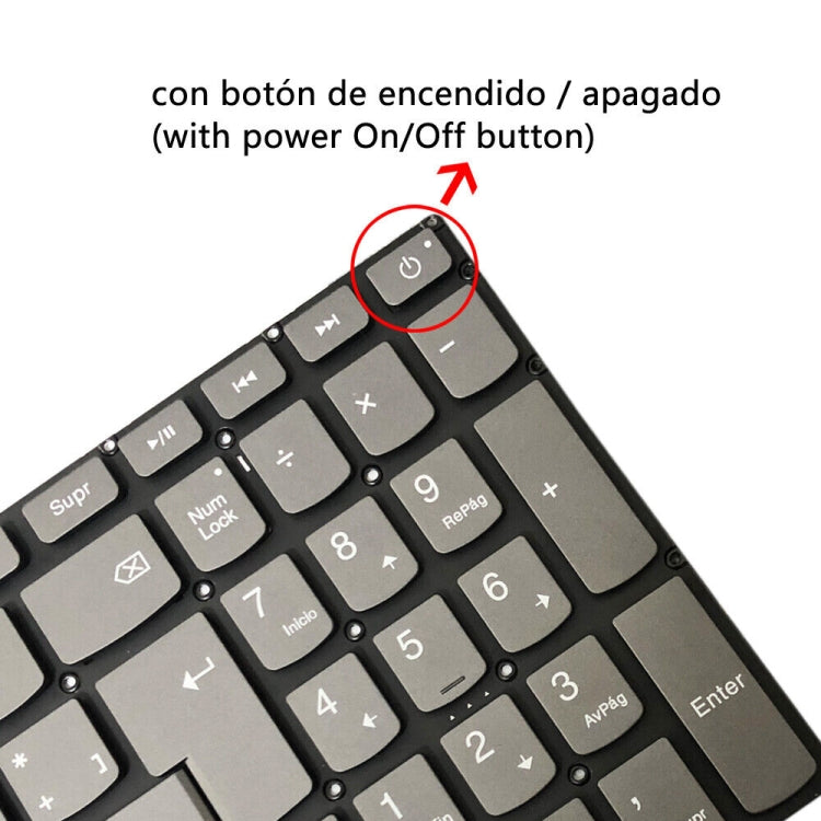 Clavier d'ordinateur portable rétroéclairé en espagnol avec bouton d'alimentation et touche Entrée