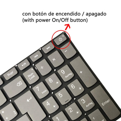 Clavier d'ordinateur portable rétroéclairé en espagnol avec bouton d'alimentation et touche Entrée