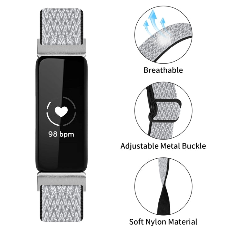 Bracelet de montre en nylon tressé à boucle ondulée, For Fitbit Inspire 3