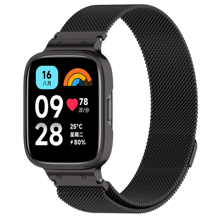 Bracelet de montre en métal Milan 2 en 1 avec cadre de montre, For Redmi Watch 3 Lite / Watch 3 Active