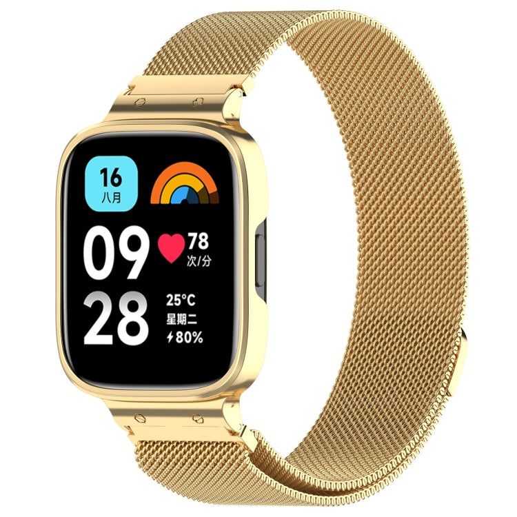 Bracelet de montre en métal Milan 2 en 1 avec cadre de montre, For Redmi Watch 3 Lite / Watch 3 Active
