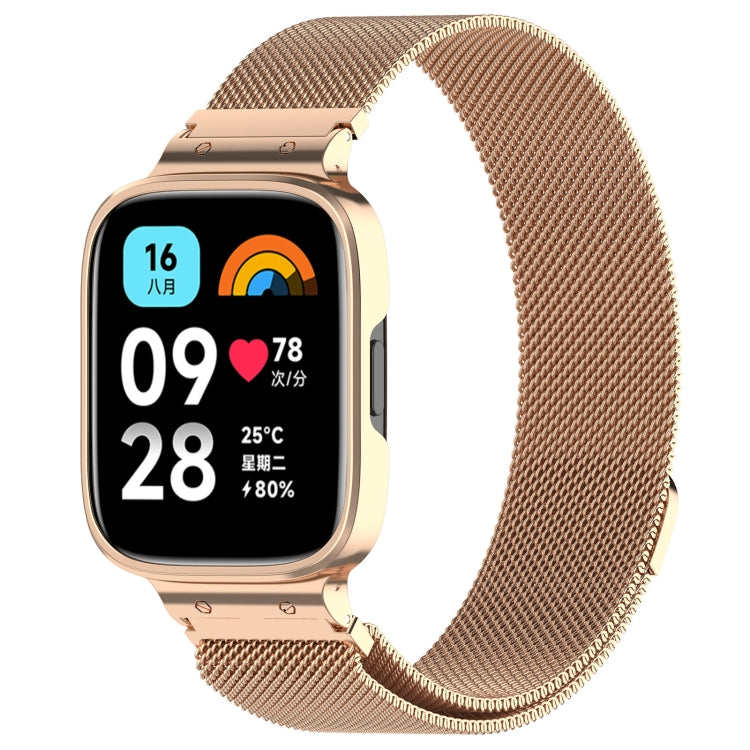 Bracelet de montre en métal Milan 2 en 1 avec cadre de montre, For Redmi Watch 3 Lite / Watch 3 Active