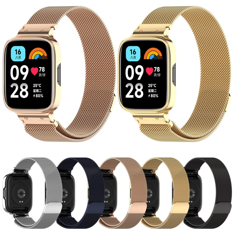 Bracelet de montre en métal Milan 2 en 1 avec cadre de montre, For Redmi Watch 3 Lite / Watch 3 Active