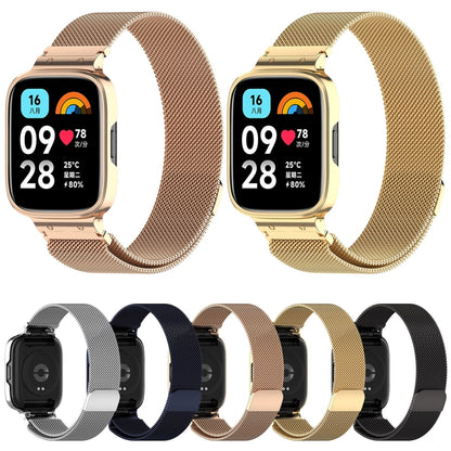 Bracelet de montre en métal Milan 2 en 1 avec cadre de montre, For Redmi Watch 3 Lite / Watch 3 Active