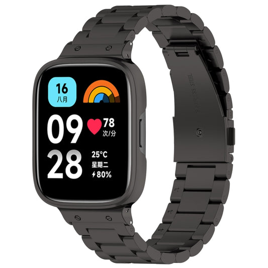 Bracelet de montre en métal à trois perles 2 en 1 avec cadre de montre, For Redmi Watch 3 Lite / Watch 3 Active