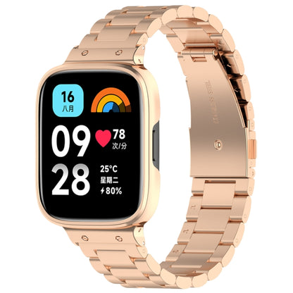 Bracelet de montre en métal à trois perles 2 en 1 avec cadre de montre, For Redmi Watch 3 Lite / Watch 3 Active
