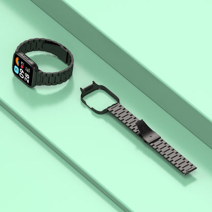 Bracelet de montre en métal à trois perles 2 en 1 avec cadre de montre, For Redmi Watch 3 Lite / Watch 3 Active