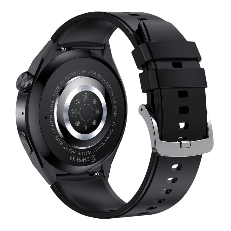HDT MAX 1,60 pouces Cadran noir Bande de silicone IP68 Montre intelligente étanche Prise en charge des appels Bluetooth, Black Dial Silicone Band